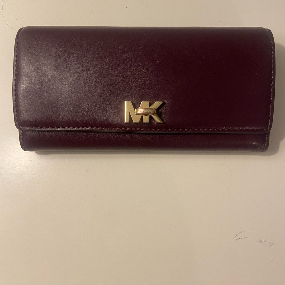 Michael Kors Burgundy Wallet with Gold Logo